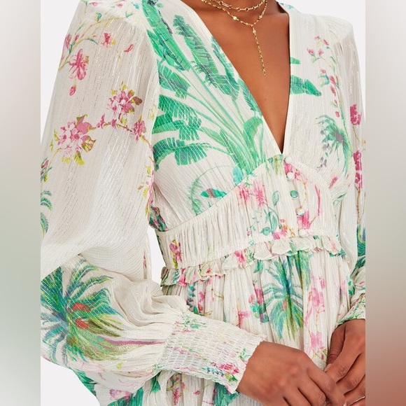 HEMANT & NANDITA 
Zaina Botanical Chiffon Mini Dress 🤩 NWT - Picture 6 of 10